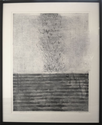 Takeshi Takahara, Ten-Chi XI intaglio 38"h x 32"w, framed