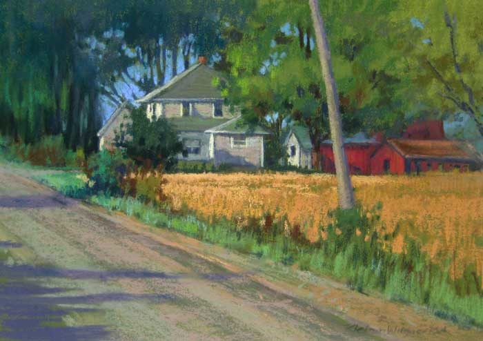 Down the Road Apiece : pastel : 10.5"h x 14"w : by Jill Stefani Wagner