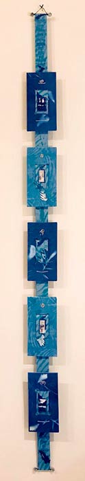 First Light, Norma Penchansky-Glasser, cyanotype, found objects, book board