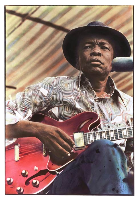 John Lee Hooker : color tinted photograph : 18"h x 14"w : by Barbara Barefield