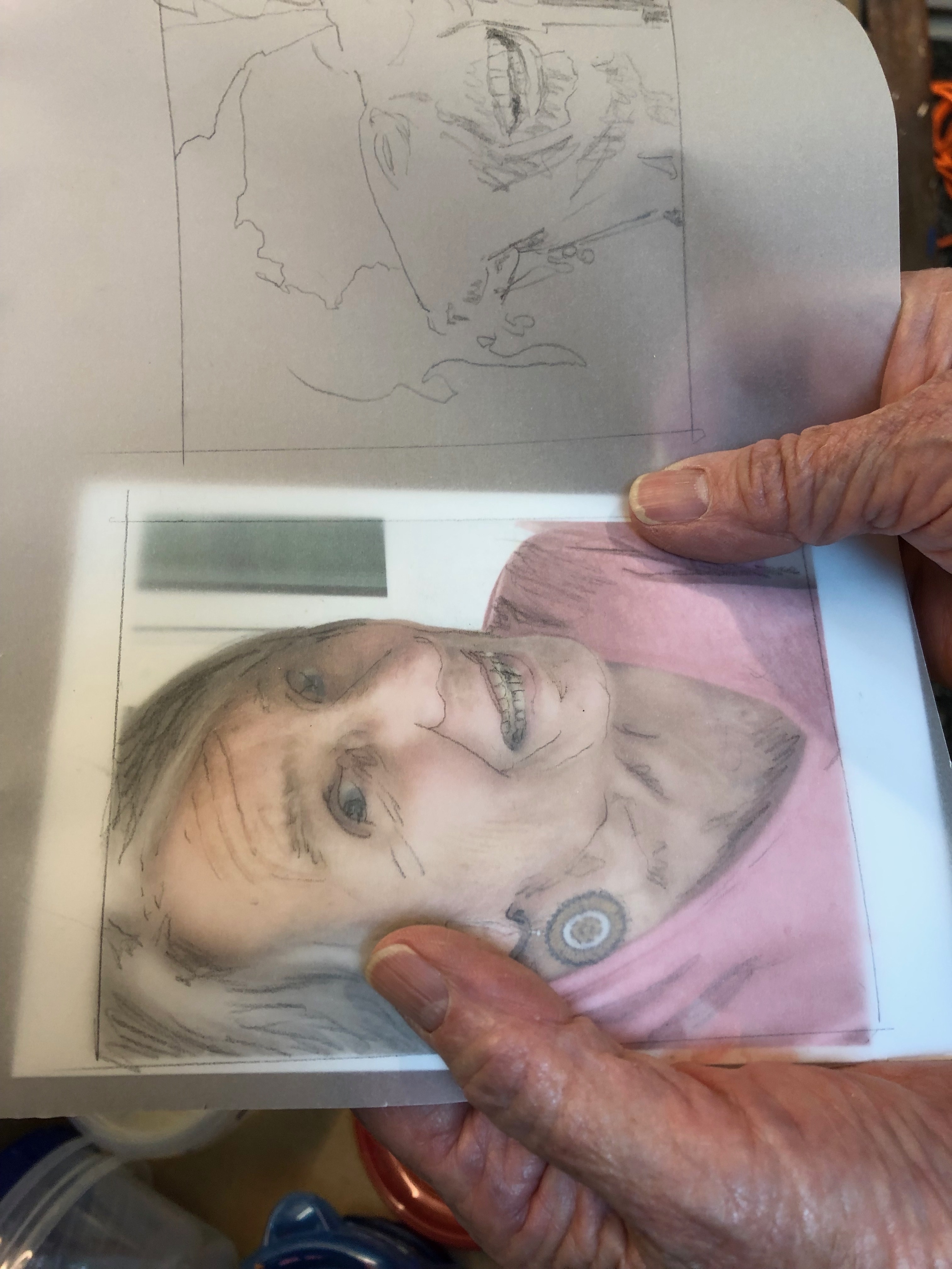 photo with tracing paper drawing superimposed