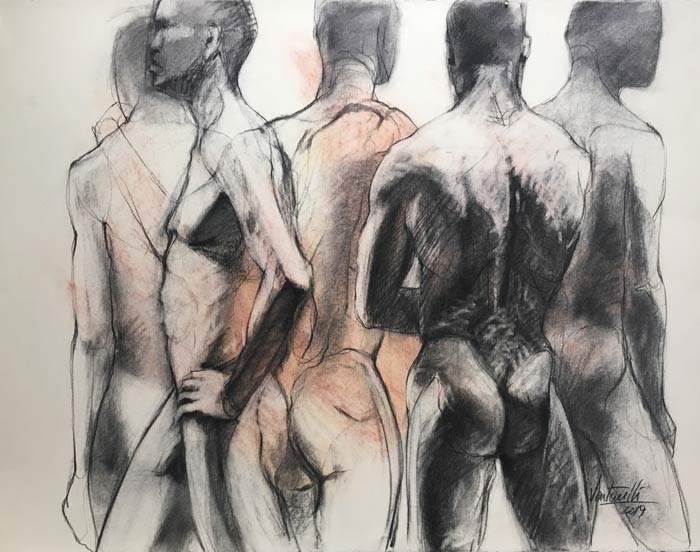 Repertoire No.1 : charcoal and pastel on paper : 24"h x 36"w